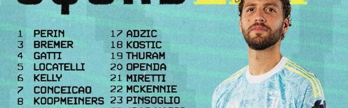 尤文客战卡利亚里大名单：洛卡特利领衔，米利克继续伤缺